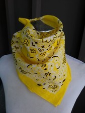 Old Stock Floral Bandana Yellow  Brown, White Fast Color 100 Cotton RN 13960