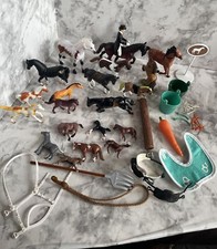 Large Lot of plastic Vintage Horses Various Brands With Accessories