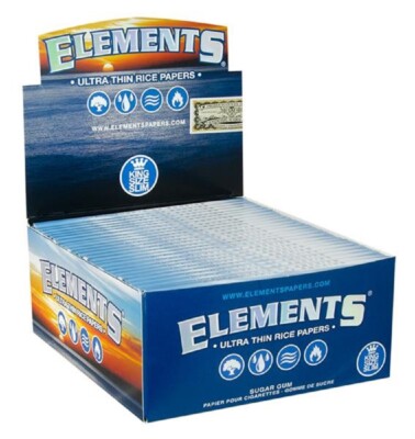 1 Box (50 Heftchen) Elements King Size Slim Ultra Thin Papier Zigarettenpapier