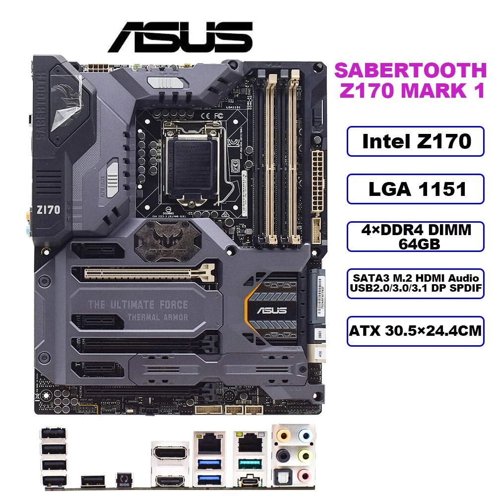 ASUS SABERTOOTH Z170 MARK 1 Motherboard ATX Intel Z170 LGA1151 DDR4 64GB  SATA3