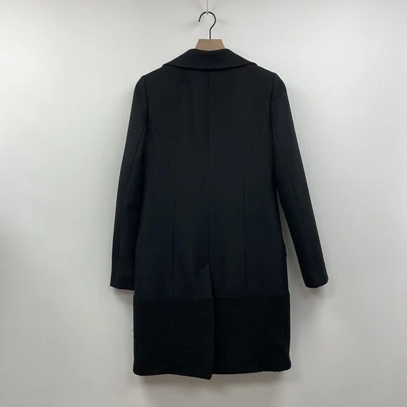 REISS 100% Wool Single Breasted Longline Pea Coat Winter Jacket Black Small - Image 4 of 4