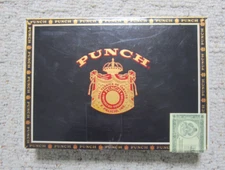 25 Count Punch Double Corona Empty Cigar Wood Trimmed Box Spanish Honduras Vtg