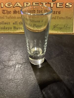 Tall Shot Glass Skinny Clear Base 3 3/4  Heavy Circular Base Vodka Whisky NM Bar