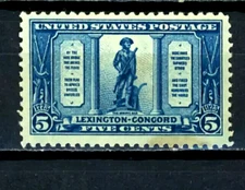 SCOTT # 619 -  ONE 5 CENT LEXINGTON CONCOORD STAMP - 1925 / OG / VLH / MINT