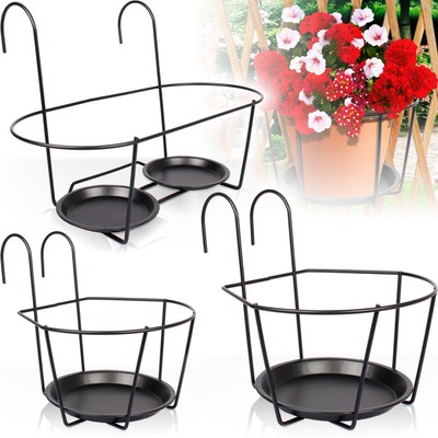 Metall-Blumentopf Oval Mit Haken – 3 Stück Weiß, Für Geländer & Balkon (Innen/Außen)