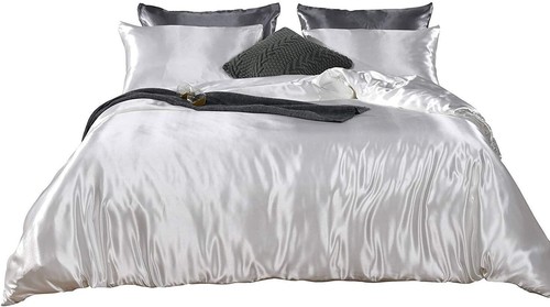 Satin Wrinkle Free Luxurious and Soft Silky 10–16 Deep 4Pc Sheet Set White Solid - 第 1/6 張圖片