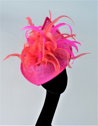 CORAL FASCINATOR TWO TONE FEATHER MADE 