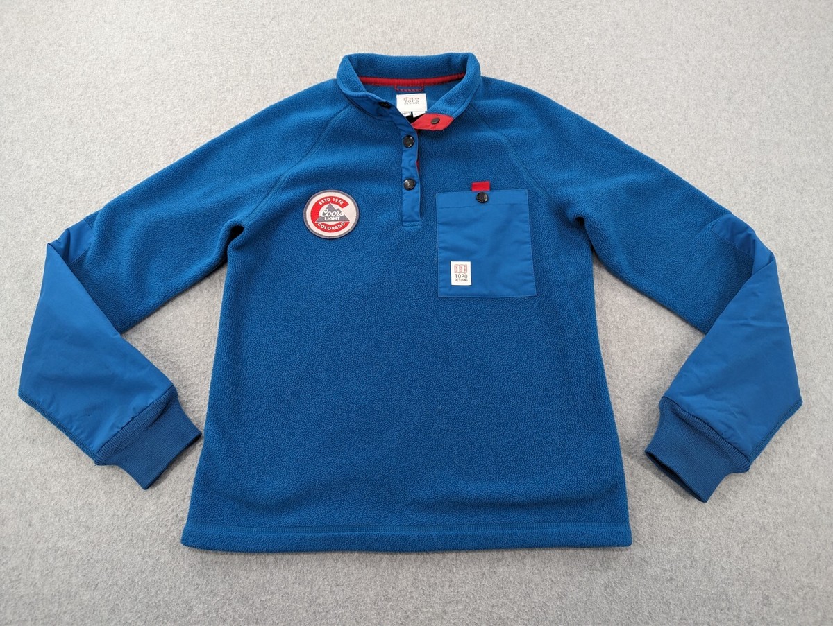 Topo Designs Fleece Pullover Womens Size Small Blue Snap T