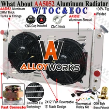 4 Row Aluminum Radiator+Shroud Fan For 1994-2005 Chevy Blazer S10 GMC JIMMY 4.3L