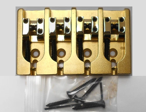 Hipshot 4 String A Style Bass Bridge Brass Satin Gold .787 spacing - BLEMISHED
