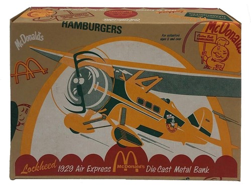 ERTL Airplane Lockheed 1929 Air Express McDonald's Diecast Metal Bank #H302 1996 - Picture 11 of 12