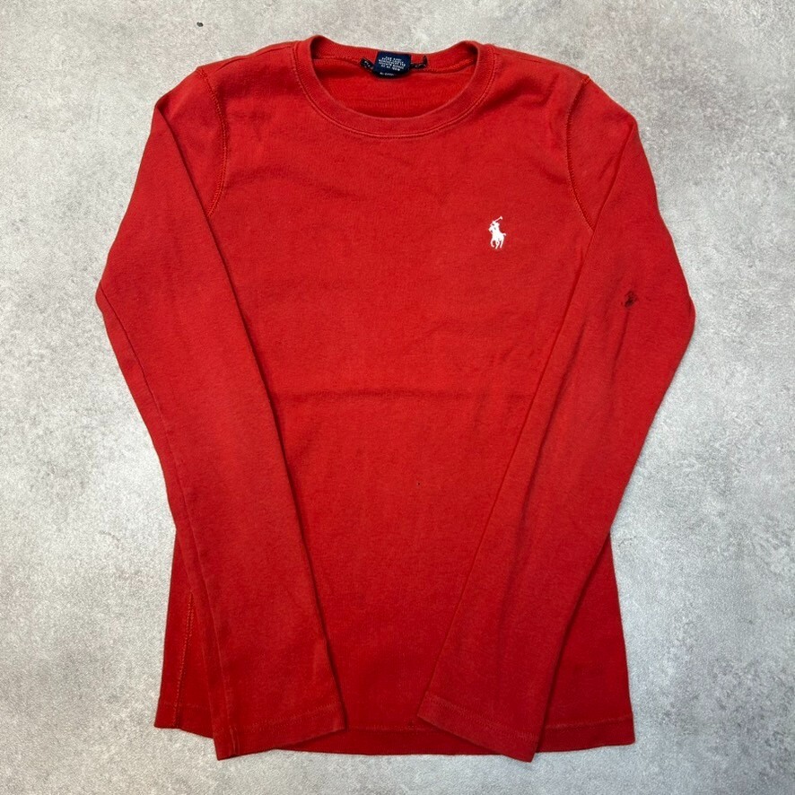 Ralph Lauren Felpa Sportiva Donna Small Y2K Small Pony Maglione Pull Over Rosso