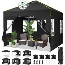 Waterproof Ez Pop Up Commercial Canopy 10x10 Garden Party Tent w/ 4 Side Walls