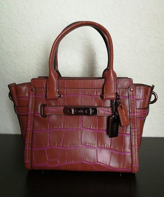 Coach Swagger 21 Exotic Croc Embossed Leather Saddle 37698