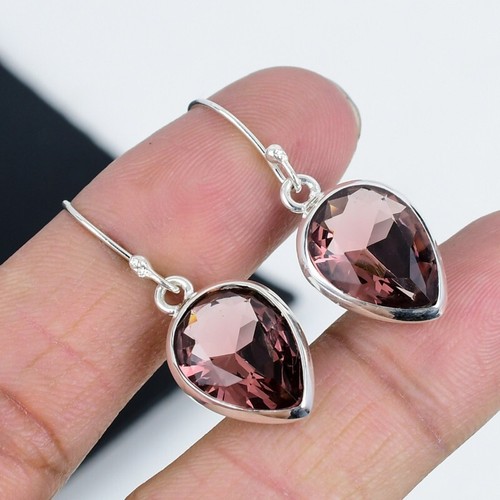 Graziosa Rosa Ametista Gemma Goccia/Pendente Etnico Orecchini 925 Argento