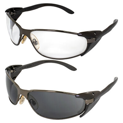 2 Pairs Global Vision Supra Riding Glasses Black Metal Frame w/ Smoke Clear Lens