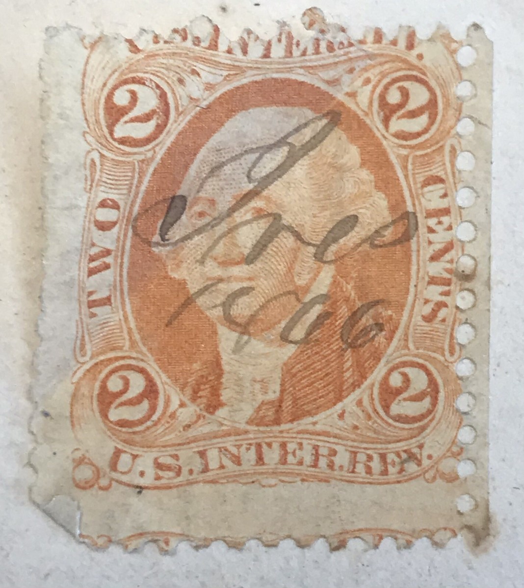 1862-71 2c U.S. Internal Revenue, G.Washington, First Issue R15c