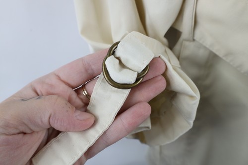 Vintage 70s Streetwear Womens 10 Double Breasted Belted Trench Coat Cream USA - Picture 9 of 18