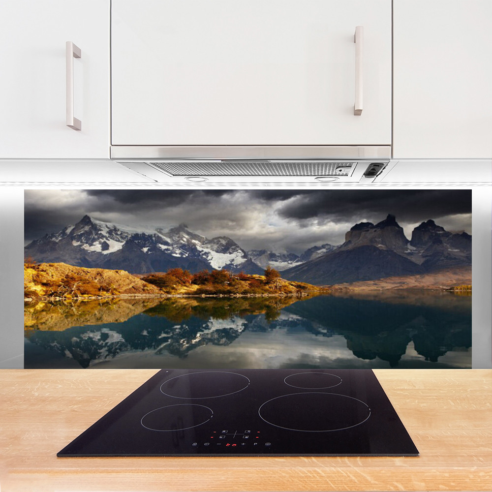 Crédence De Cuisine En Verre 125x50 Cm - Paysage Montagnes Forêt Lac - Moderne - Neuf