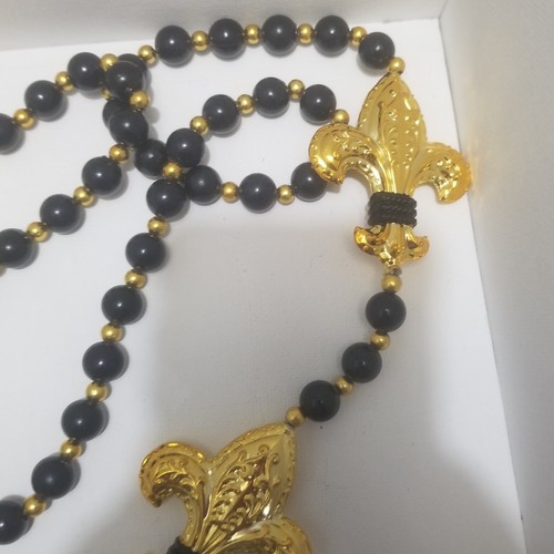 Mardi Gras Bead Fleur De Lis 20" Specialty Necklace New Orleans Carnival Throw - Picture 5 of 6