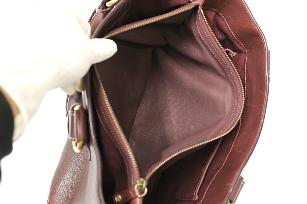 CELINE Boogie Bag Leather Bordeaux No noticeable scratches or stains