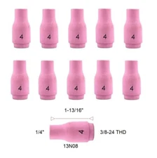 TIG Ceramic Cup 13N08 #4 Welding ALUMINA Nozzle 1/4" Fits TIG 9, 20, 25 Qty 10