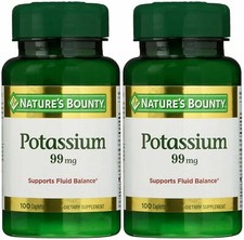 Nature's Bounty Potassium Gluconate 99 mg Caps 100 ct each 2 Pack Set 