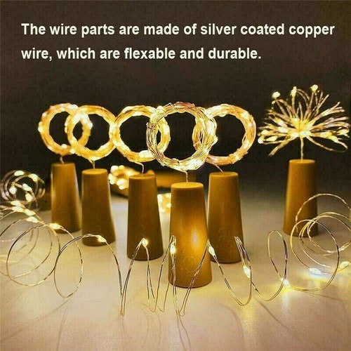 10Pcs Wine Bottle Lights with Cork 20 LEDs Copper Wire String Lights Party Decor - Picture 8 of 15