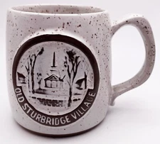 VTG Onion River Pottery Stoneware Mug Old Sturbridge Village MA White Brown
