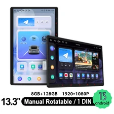 13.3 inch Android 13 Radio Single Din Rotatable Vertical Screen 8+128GB GPS Navi