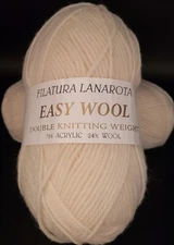 2 SKEINS/BALLS OF (DISCONTINUED) FILATURA LANAROTA EASY WOOL - COLOR #256 CREAM