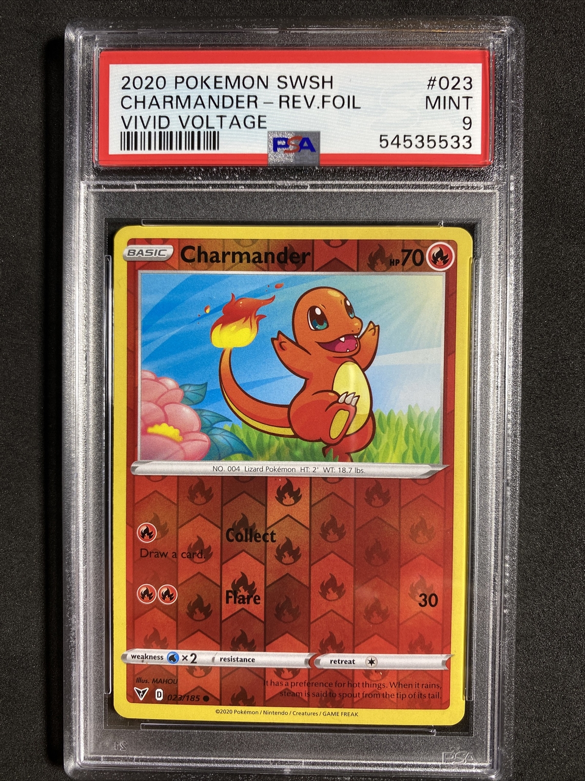 🔥 Pokemon PSA 9 Vivid Voltage Charmander Reverse Holo Foil #023