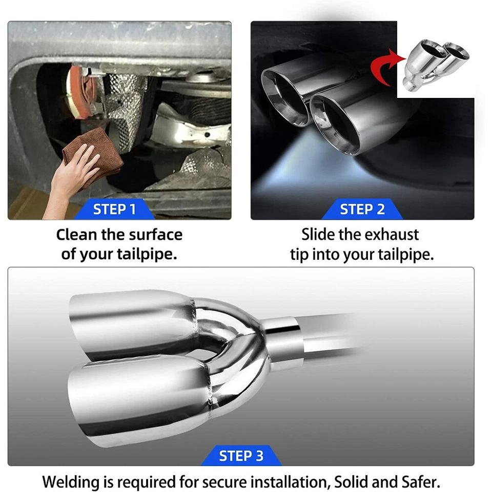 Escape de pared doble punta 2,5" en 3,5"" salida 9,5" para Nissan Máxima 2009-2024 Foto 2 de 4