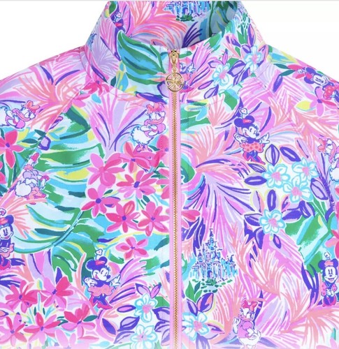 Disney Parks Lilly Pulitzer Jacket Small 3/4 Zip Pullover Dreamin Minnie Daisy - Picture 3 of 7