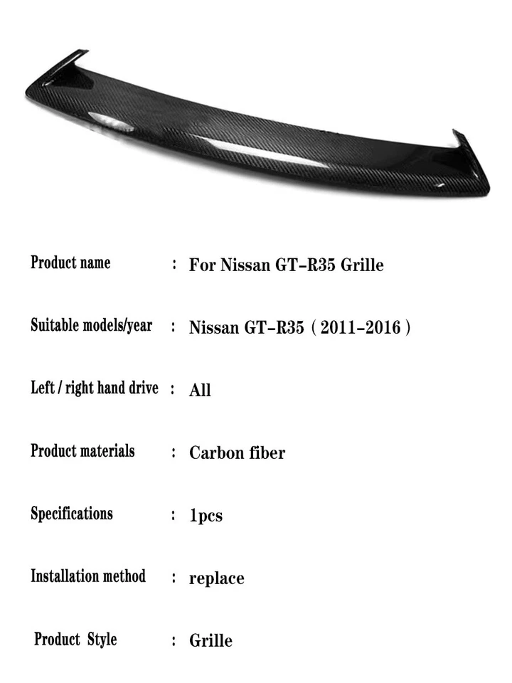 For Nissan GTR R35 Carbon Fiber Modified Grille Front Bumper Grille Air Outlet Foto 2 de 4
