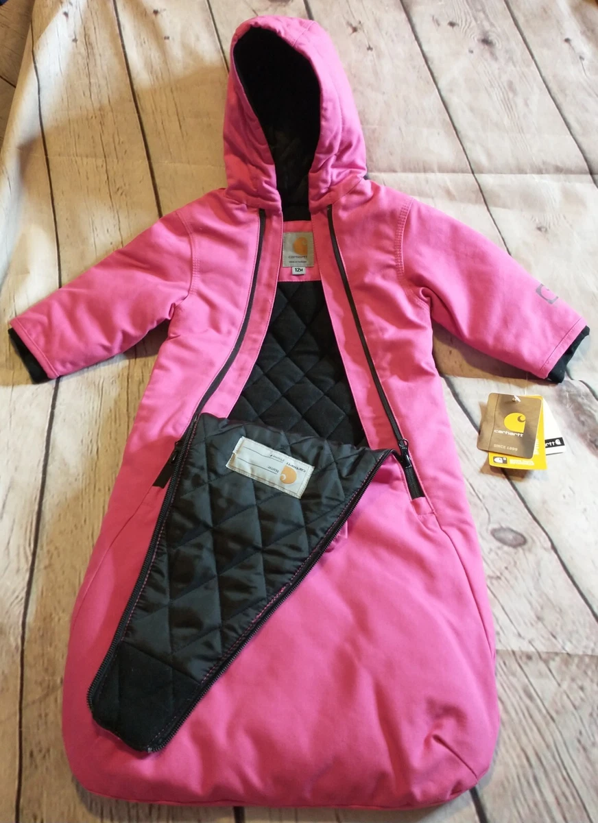 Carhartt Baby Girls' Quick Duck Snowsuit Pink Canvas Bunting Car