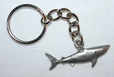 Great White Shark Fine Pewter Keychain Key Chain Ring USA Made