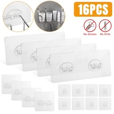 16 PCS Self-Adhesive Sticky Hooks Wall Seamless Bathroom Shower Shelf Caddy Rack