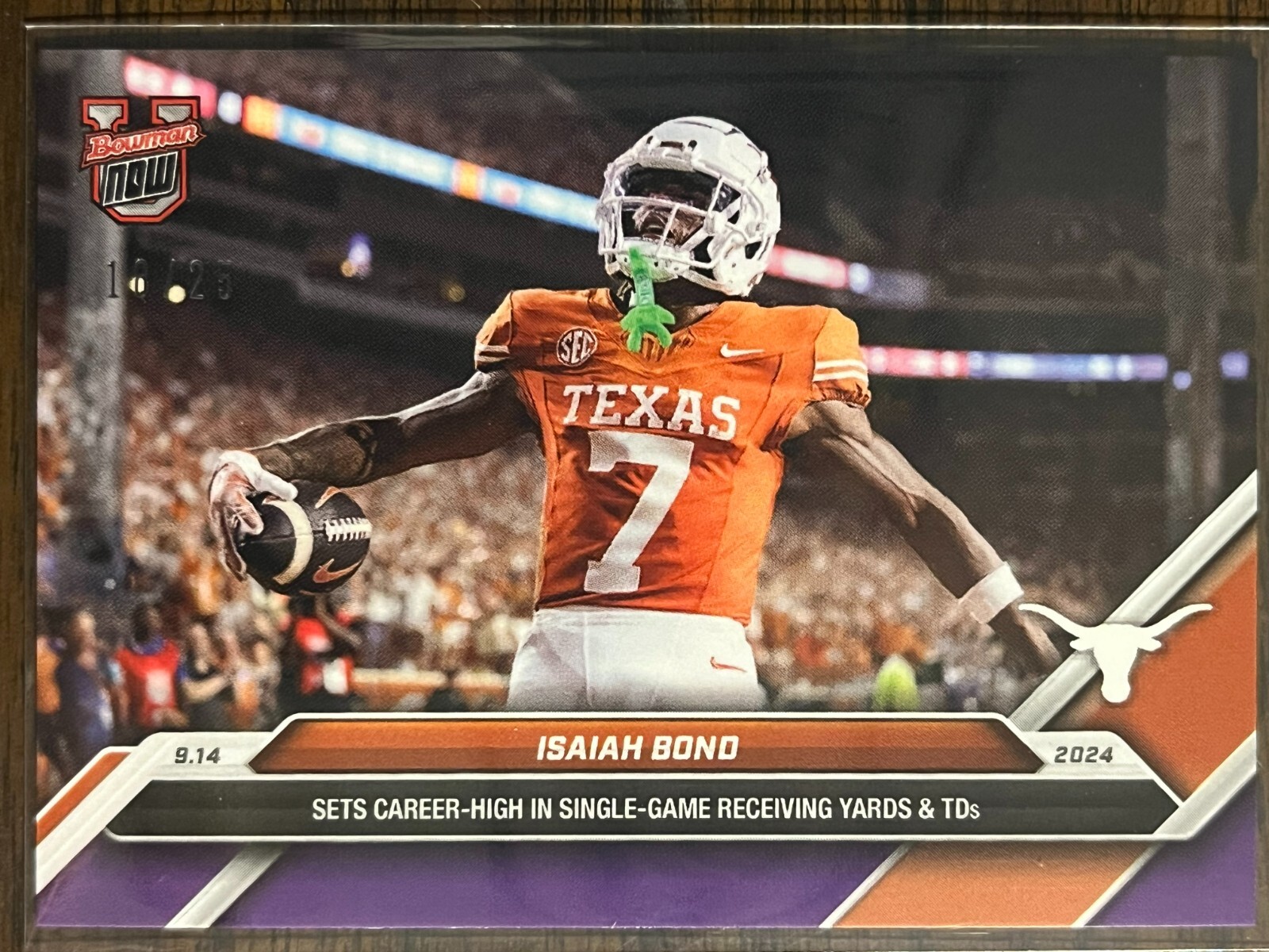 2024-25 Topps Bowman U Now NCAA #13 Isaiah Bond Texas Longhorns PURPLE 18/25