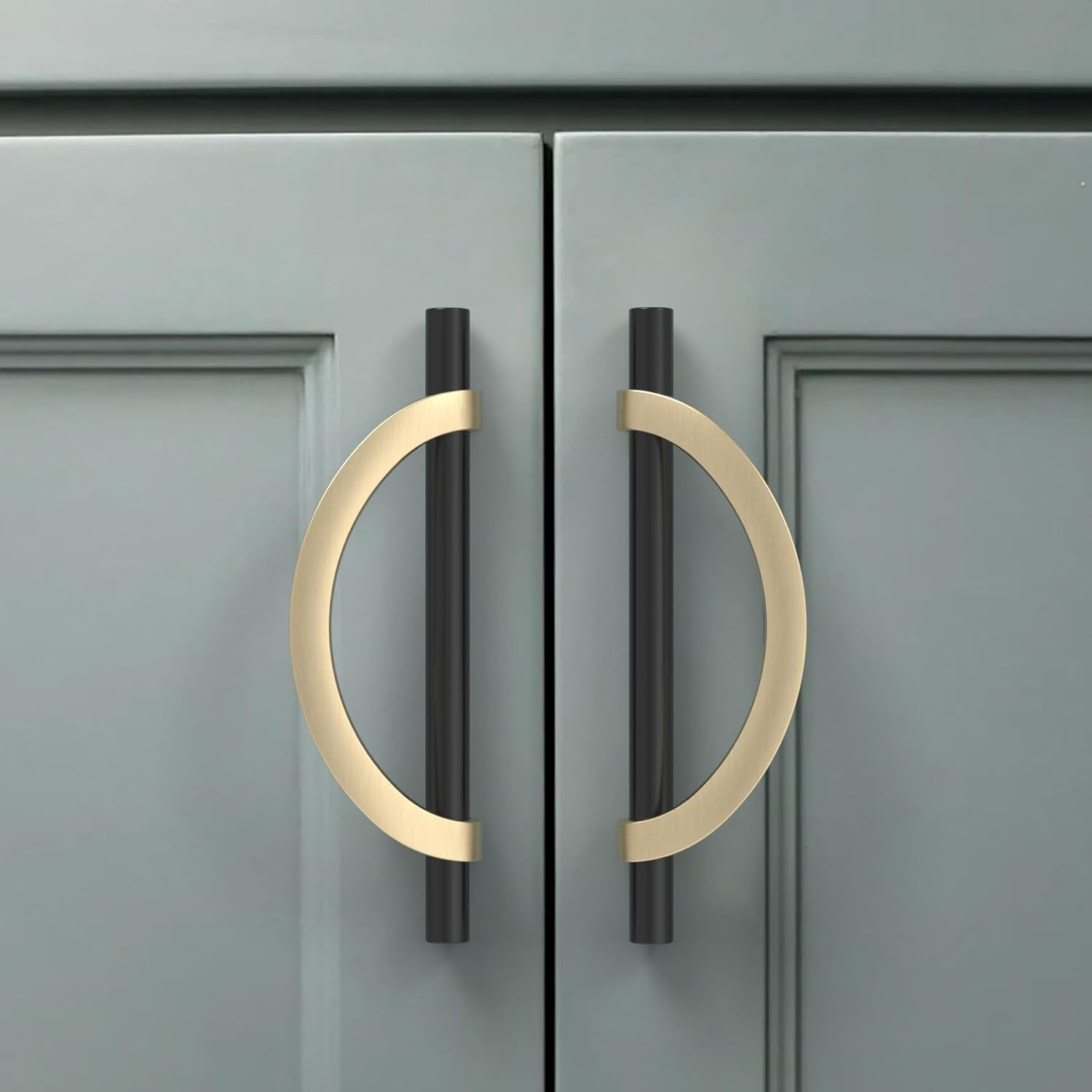 10 Pack Black Brushed Gold Cabinet Pulls 5 Inch(128Mm) Hole Centers Kitchen Cabi