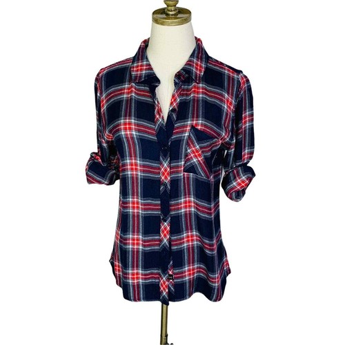RAILS Navy & Red Button Down Flannel SMALL Plaid Checks Soft Preppy Shirt S - Picture 6 of 7