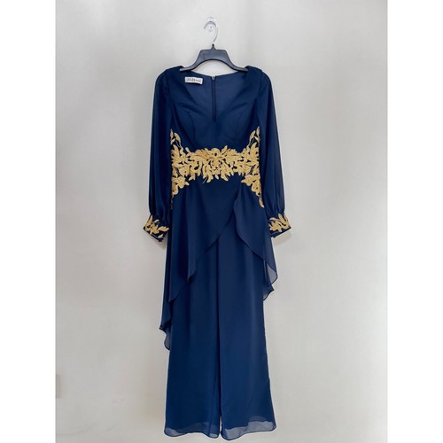 JJ ‘S Jumpsuit/Pantsuit V-Neck Floor-Length Chiffon Evening Dress With Appliques
