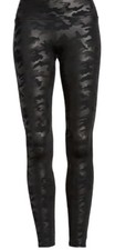 NEW  110 - SPANX Faux Leather Black CAMO Leggings, Slimming, Size Small/Petite
