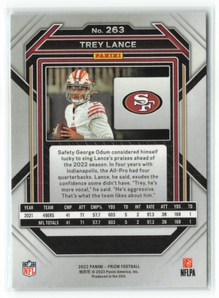 Trey Lance 2022 Panini Prizm San Francisco 49ers 263 eBay