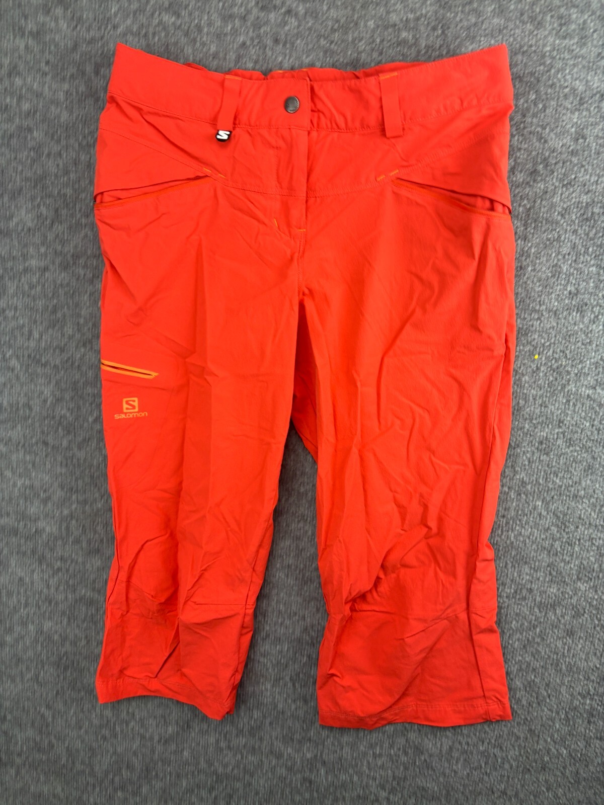 Salomon Wayfarer Clima Pantalone a Vento Donna 10 Arancione Cropped Zip Tasca Capri