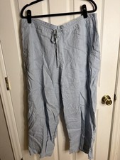 Lauren Ralph Lauren Linen Drawstring Wide Leg Pants Light Blue Size 16