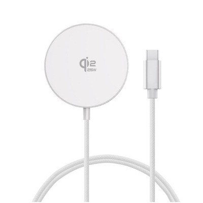 4smarts Qi2 25W MagSafe Kabelloses Ladegerät Set, Kabel 1,5 m, weiß