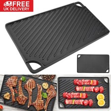 Reversible Cast Iron Griddle Hot Plate BBQ Grill Cooking Hob Steak Barbecue Pans