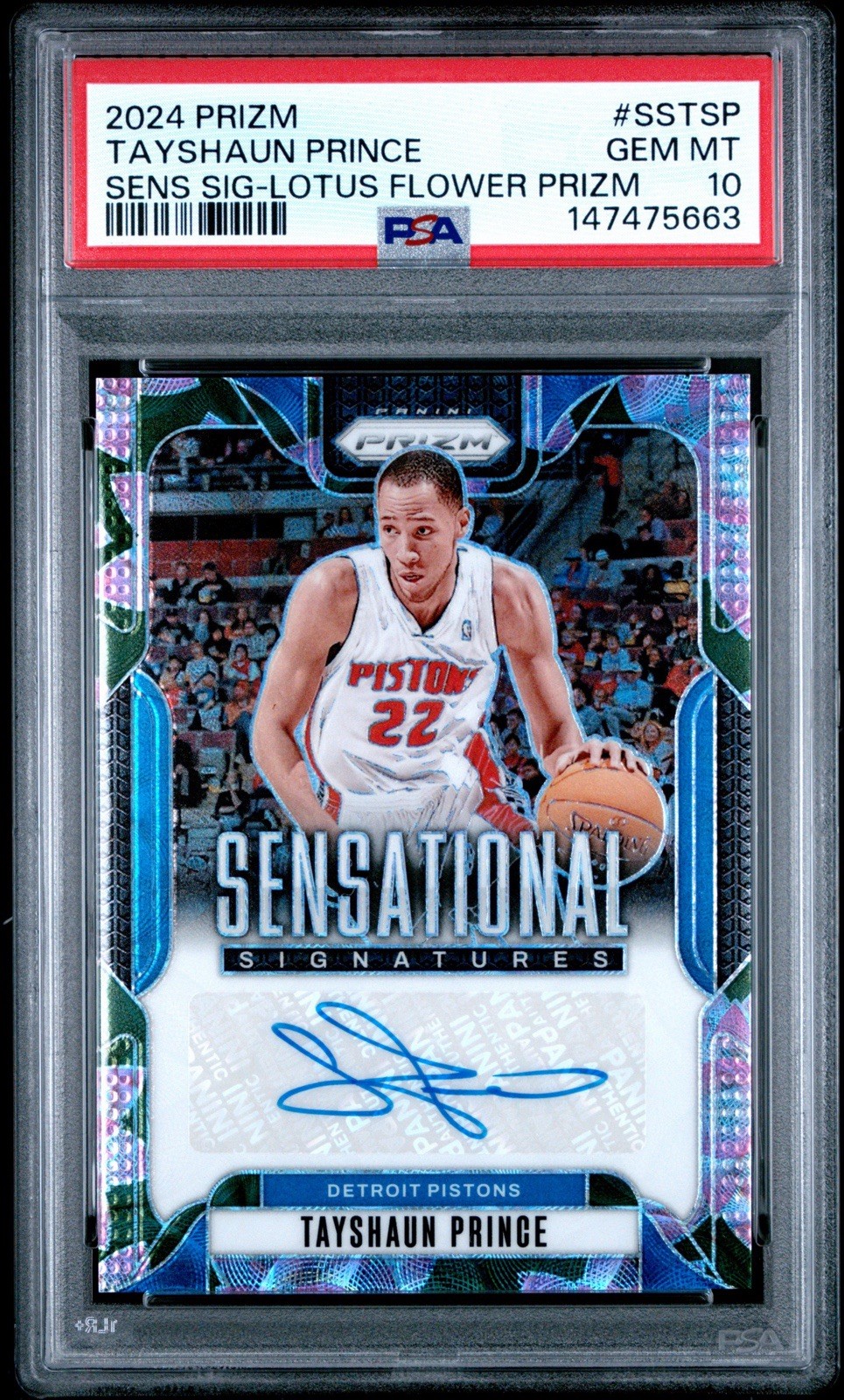 Tayshaun Prince 2024 Prizm Sensational Lotus Flower Auto #11/18 PSA 10 #SS-TSP