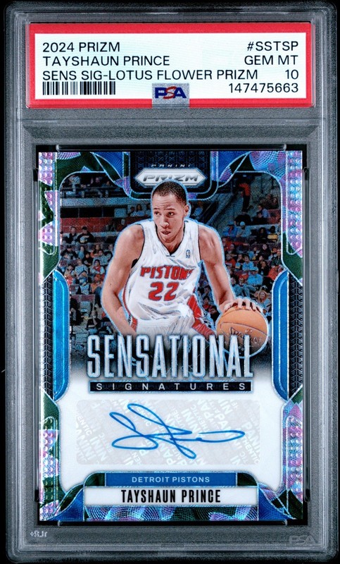 Tayshaun Prince 2024 Prizm Sensational Lotus Flower Auto #11/18 PSA 10 #SS-TSP